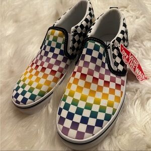 Vans Kids Rainbow Checkered Slip-On Sneakers